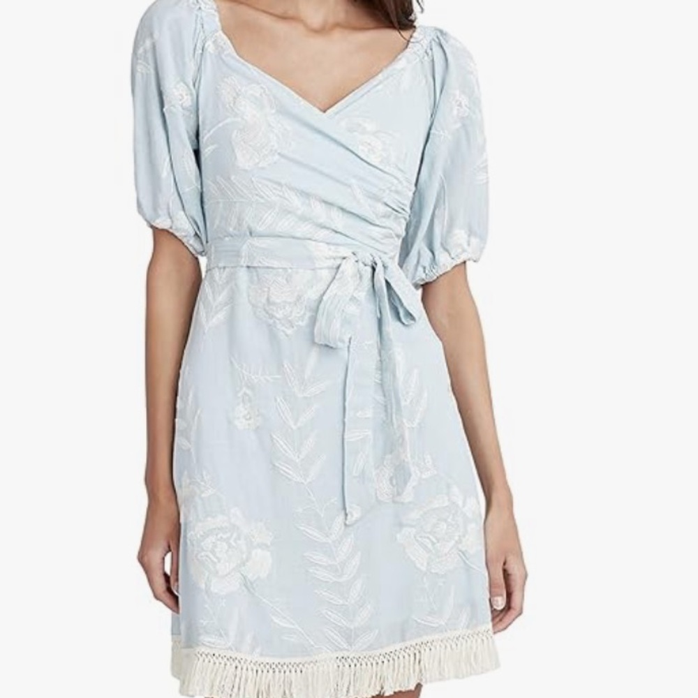 BCBGMaxAzria Light Blue Floral Cocktail Mini Dress 12